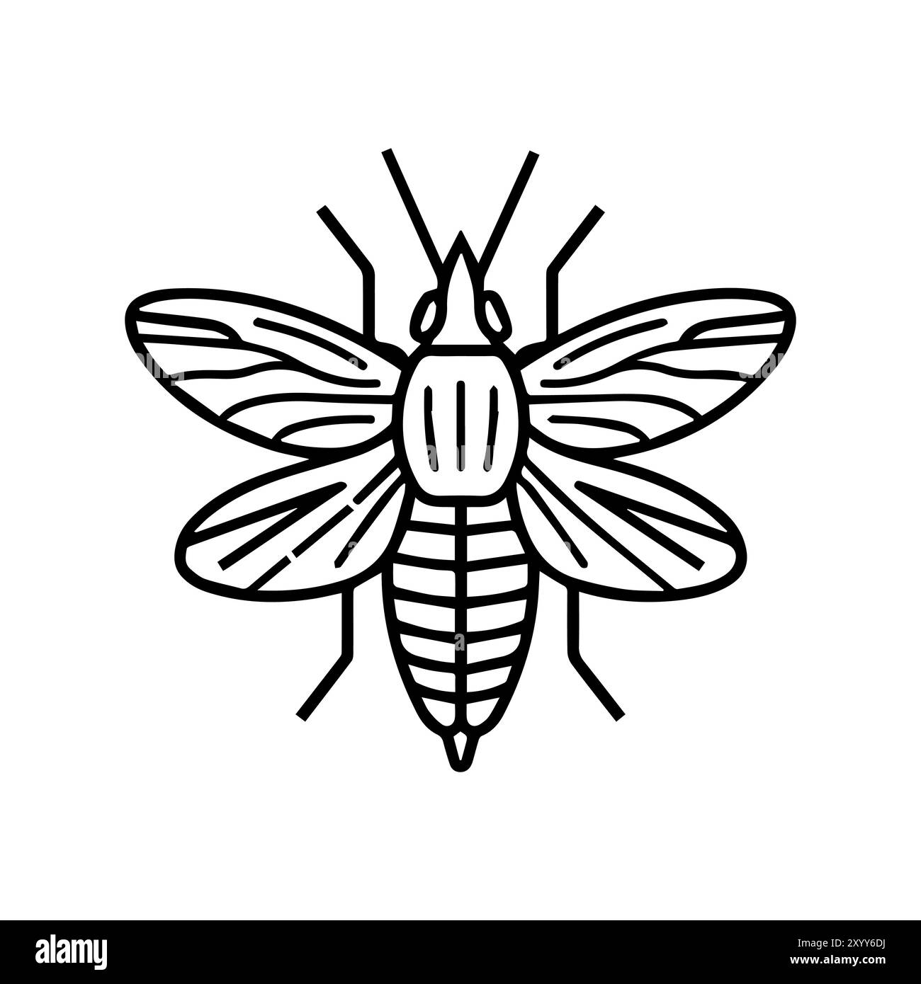 icône d'insecte ou symbole de ligne moderne. Dessin au trait vectoriel et conception d'icône avec contour audacieux. Noir et blanc Pixel Perfect symbole minimaliste blanc isolé Illustration de Vecteur