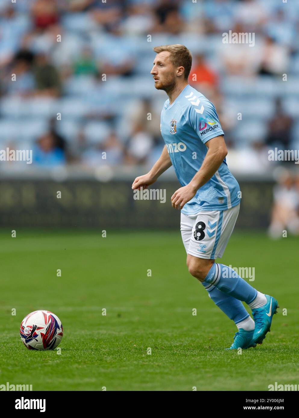 Jamie Allen de Coventry City lors du Sky Bet Championship match à la Coventry Building Society Arena, Coventry. Date de la photo : samedi 31 août 2024. Banque D'Images