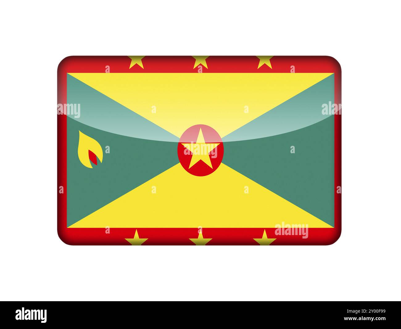 Le drapeau de la Grenade sous la forme d'une icône brillante Banque D'Images