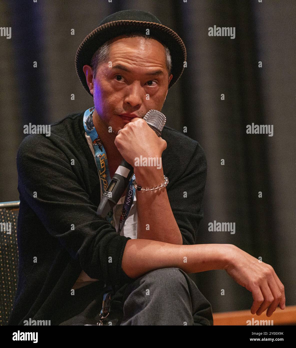 Bonn, Allemagne, 8 juin 2019 : Ken Leung (*1970, acteur américain, Star Wars, LOST) parle de ses expériences dans l'industrie cinématographique à FedCon 28, Europe Banque D'Images