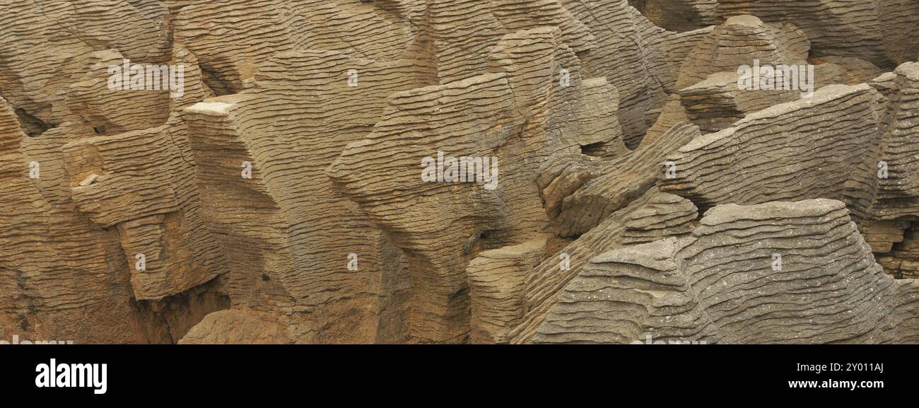 Formations rocheuses à Punakaiki, Nouvelle-Zélande. Pancake Rocks Banque D'Images