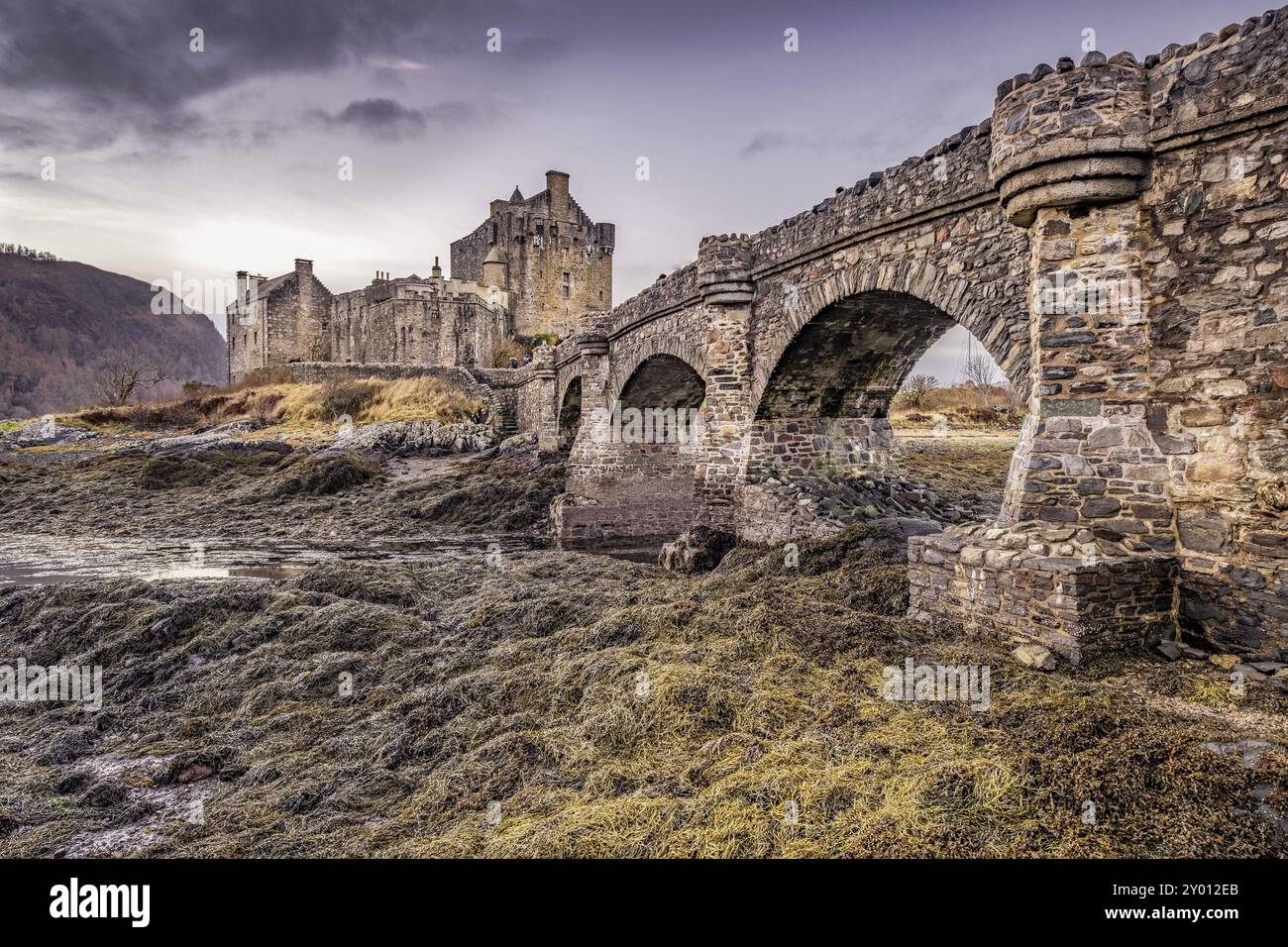 Castillo de Eilean Donan, siglo XIII, Kyle of Lochalsh, Highlands, Escocia, Reino Unido Banque D'Images