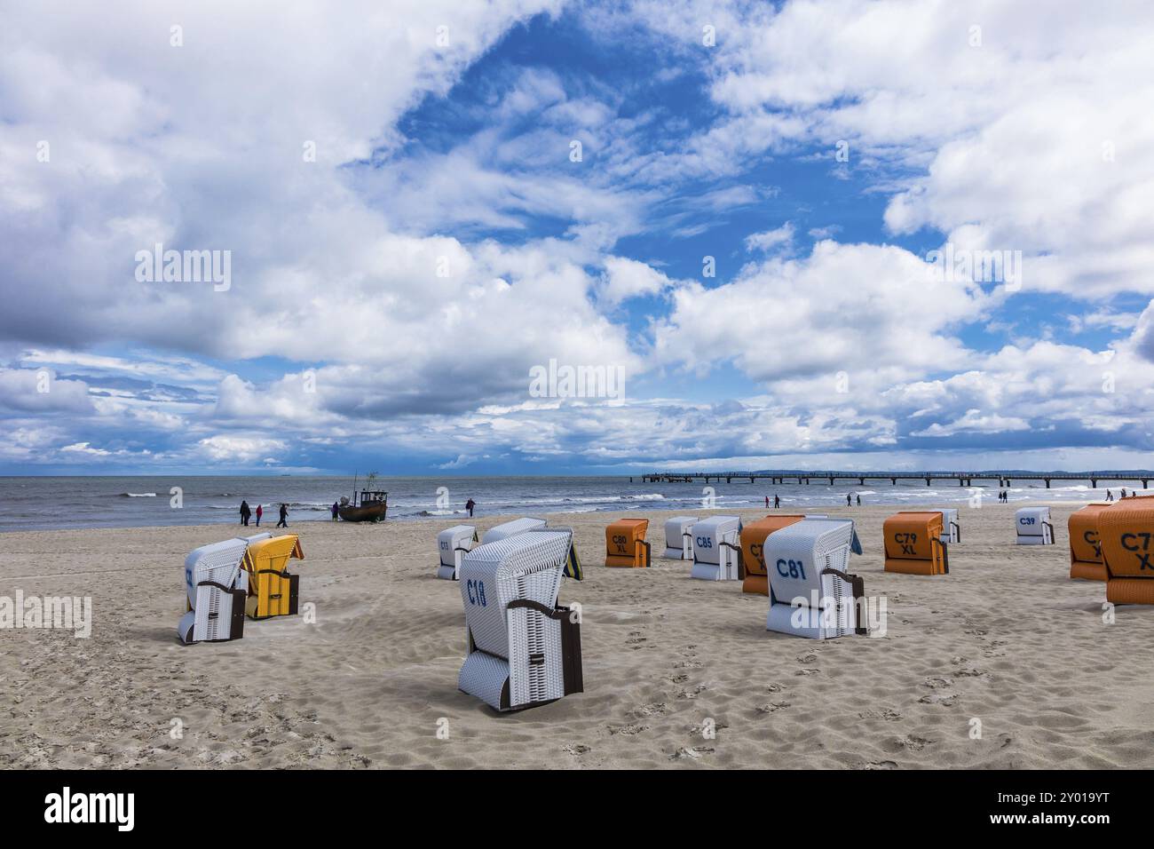 Sur la plage d'Ahlbeck sur l'île d'Usedom Banque D'Images