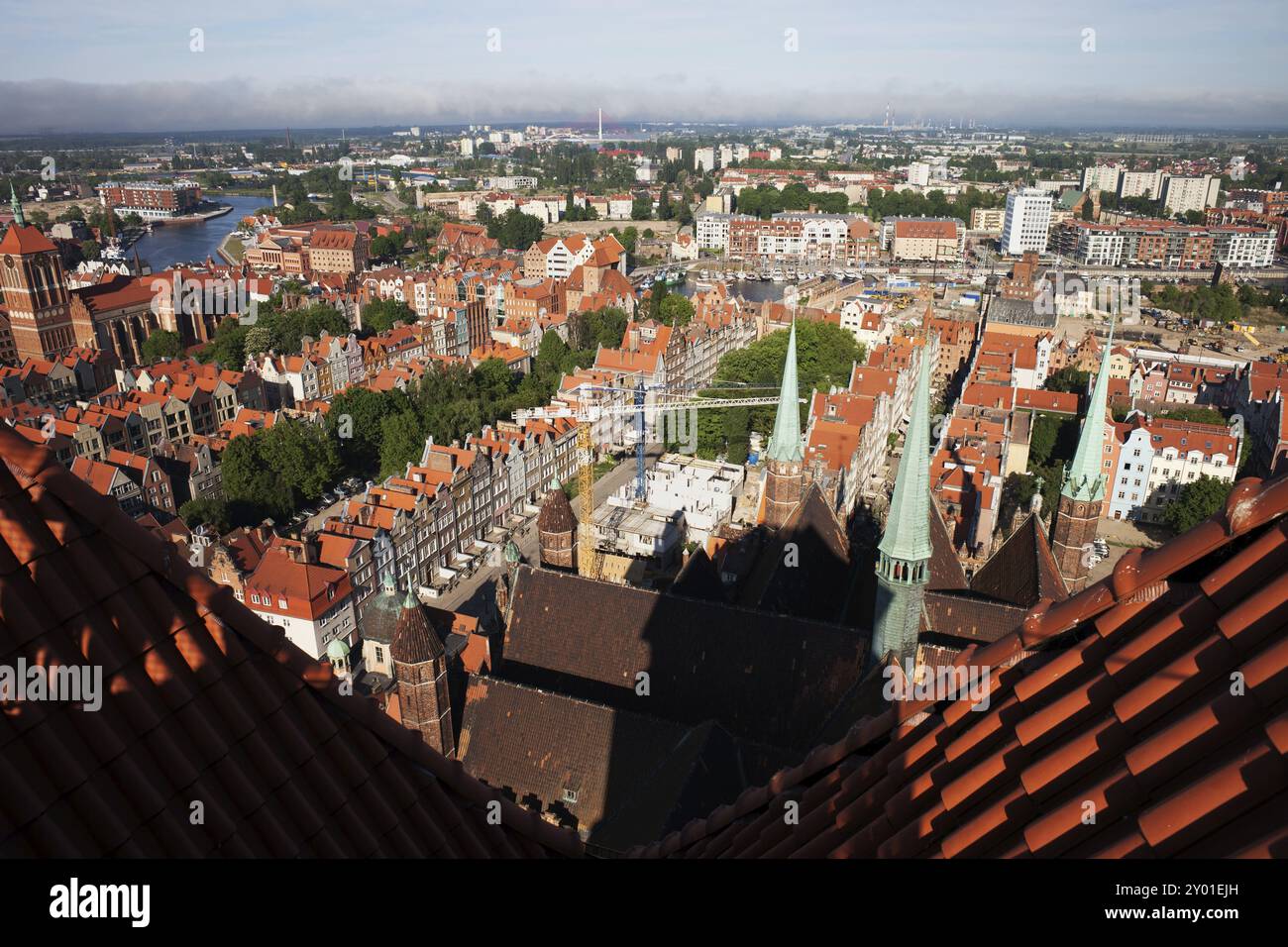 Vieille ville de Gdansk en Pologne, la ville vue du haut de l'église de la Vierge Marie Banque D'Images