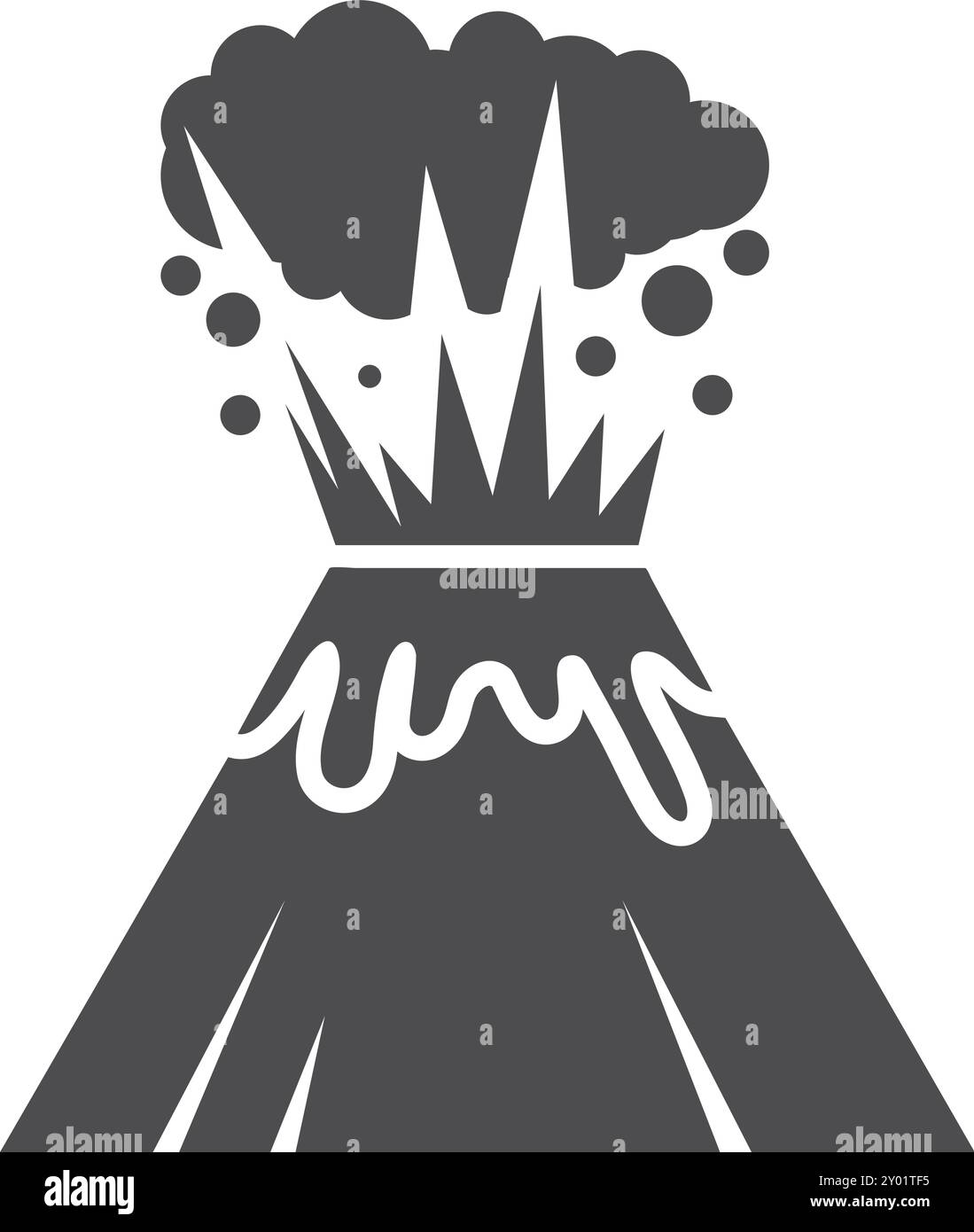 Icône noire d'éruption volcanique. Catastrophe naturelle de montagne Illustration de Vecteur