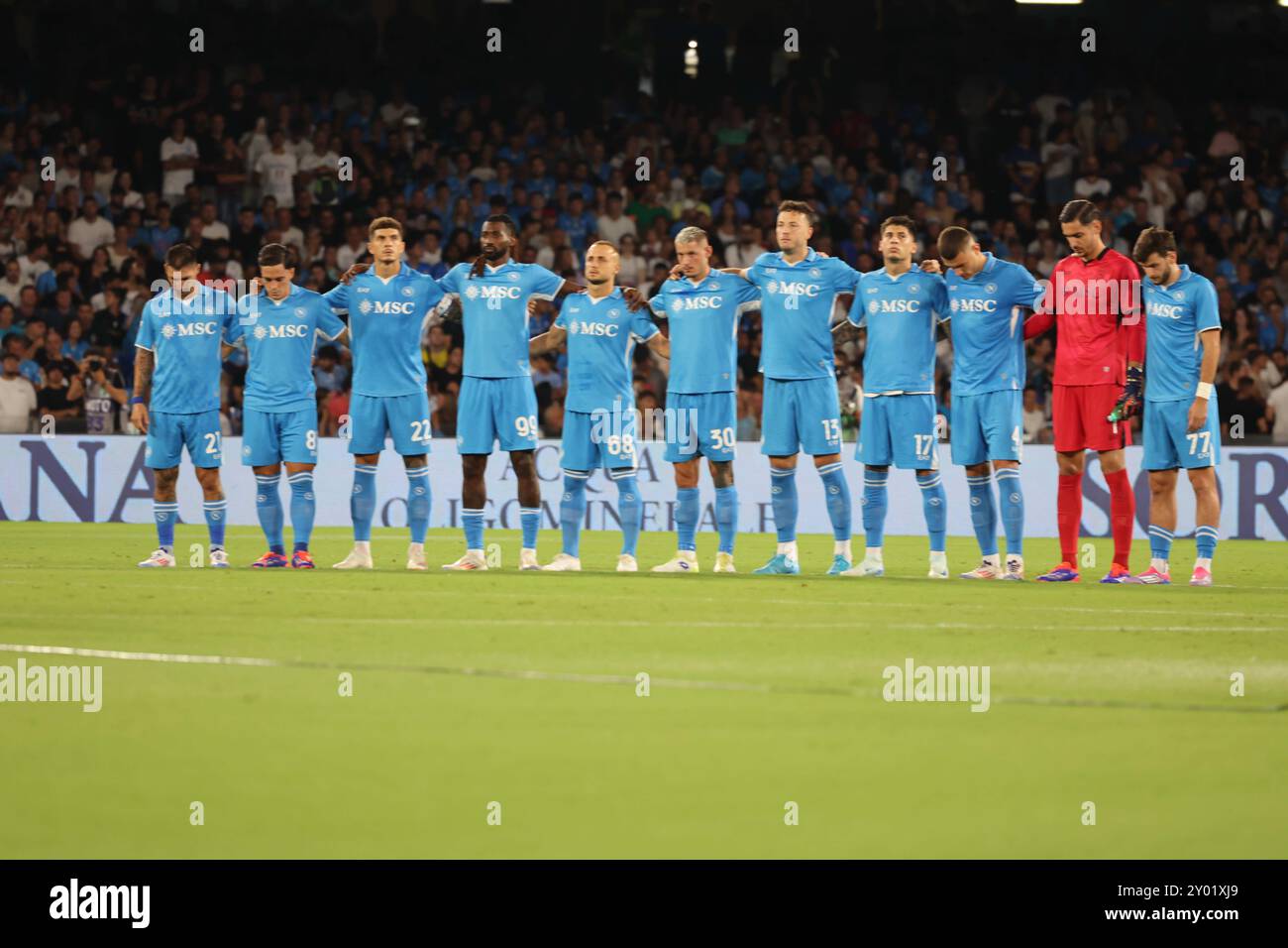 Naples, Campanie, ITALIE. 31 août 2024. Pendant le match de football du 31/25/2024, valable pour le championnat italien Serie A - 2024/25 à Naples au Diego Armando Maradona Stadium entre SSC Napoli vs FC Parme. Sur la photo : Naples (crédit image : © Fabio Sasso/ZUMA Press Wire) USAGE ÉDITORIAL SEULEMENT! Non destiné à UN USAGE commercial ! Banque D'Images