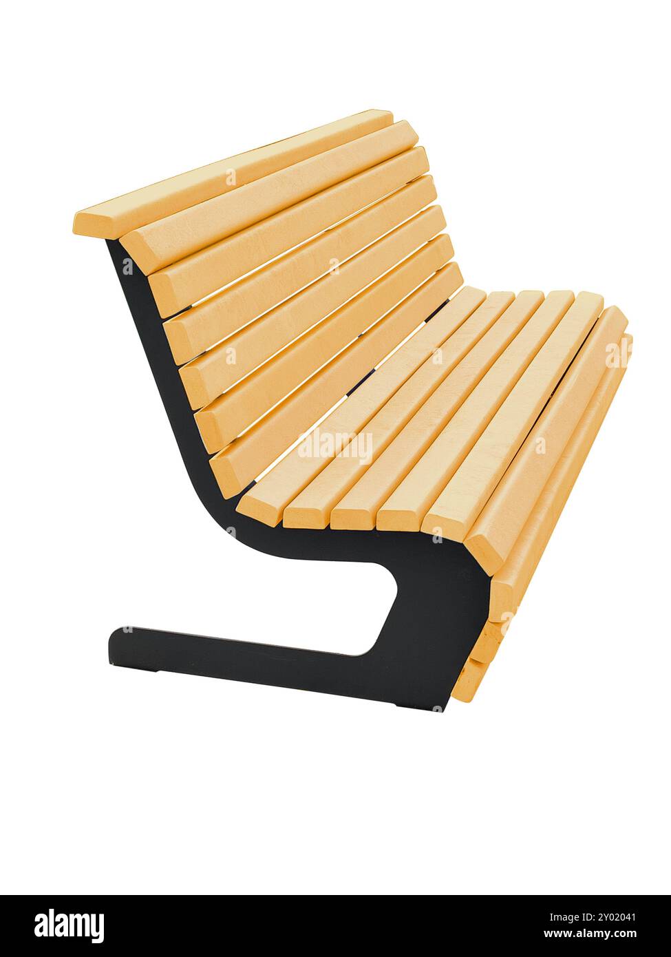 Banc en bois moderne isolé sur blanc avec chemin de clipping Banque D'Images