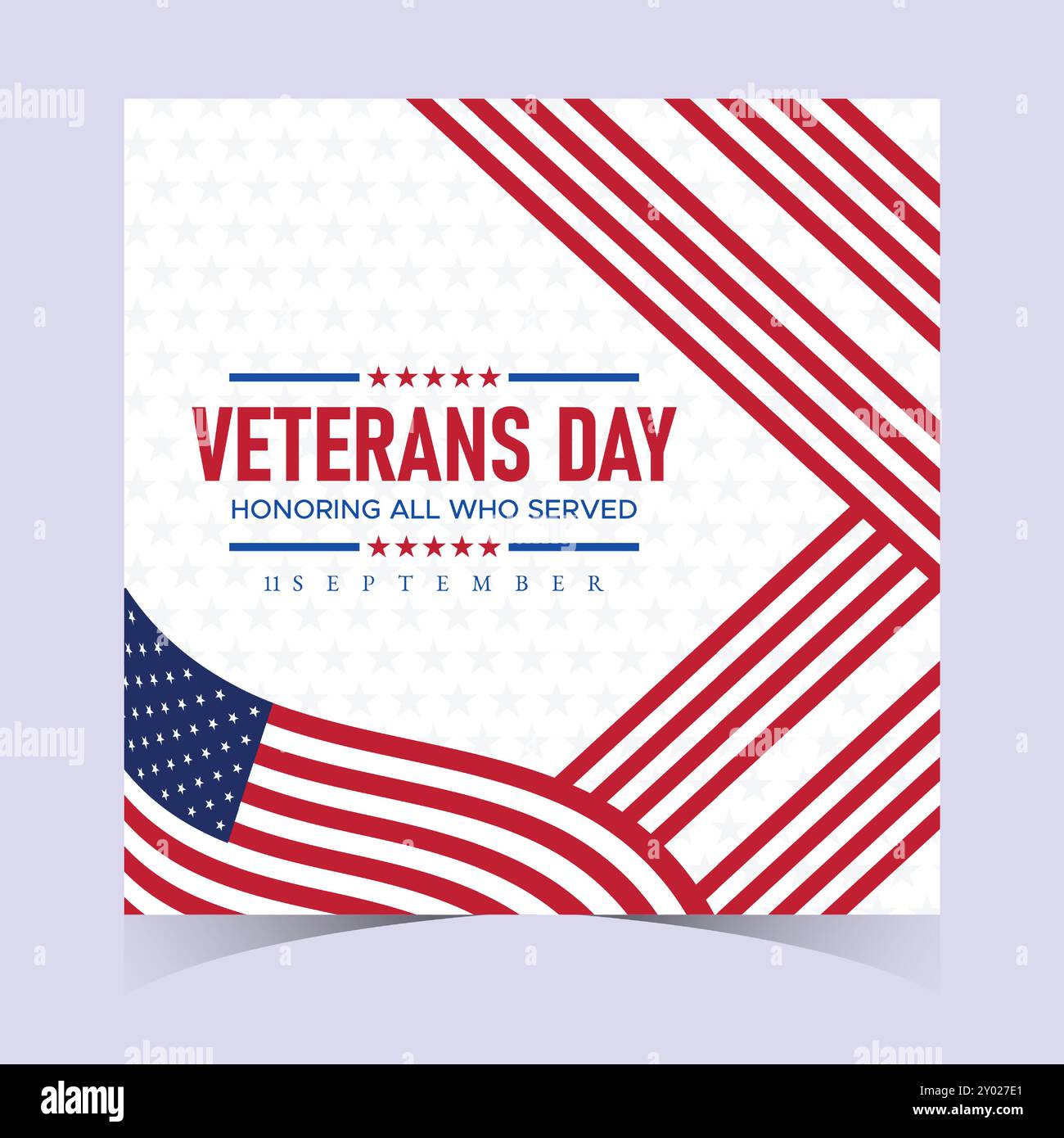 Joyeux jour des vétérans honorant tous ceux qui ont servi modèle de bannière. 11 novembre USA Veteran Day National Holiday Web Banner fond avec drapeau américain Illustration de Vecteur