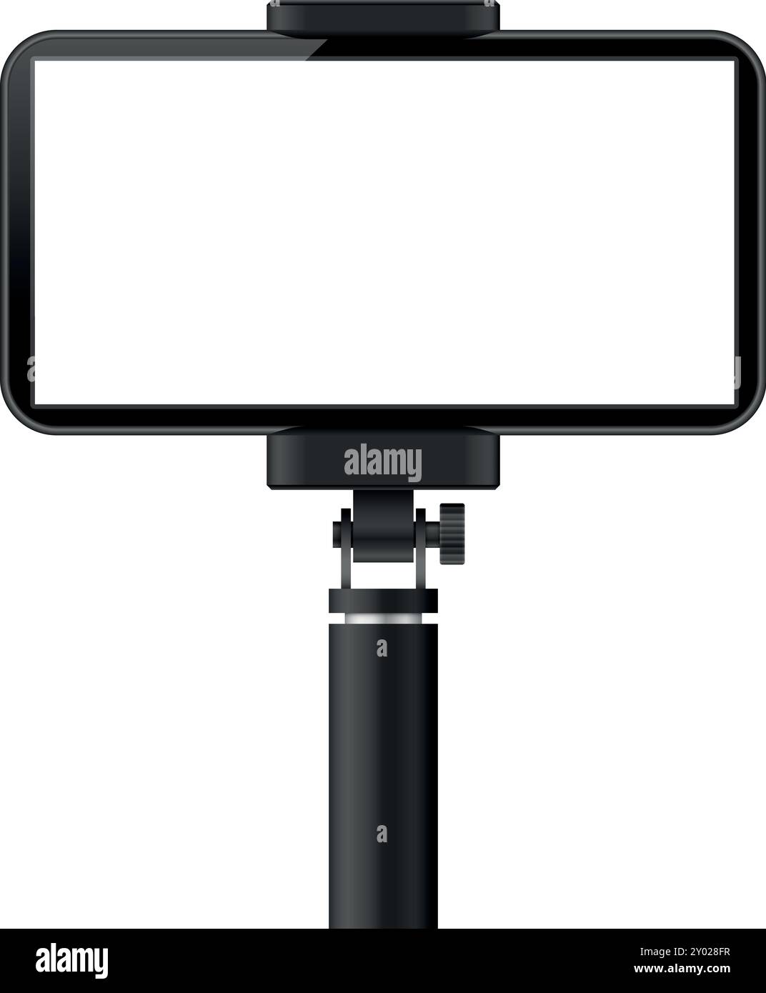 Maquette de smartphone sur bâton de selfie. Application écran blanc Illustration de Vecteur