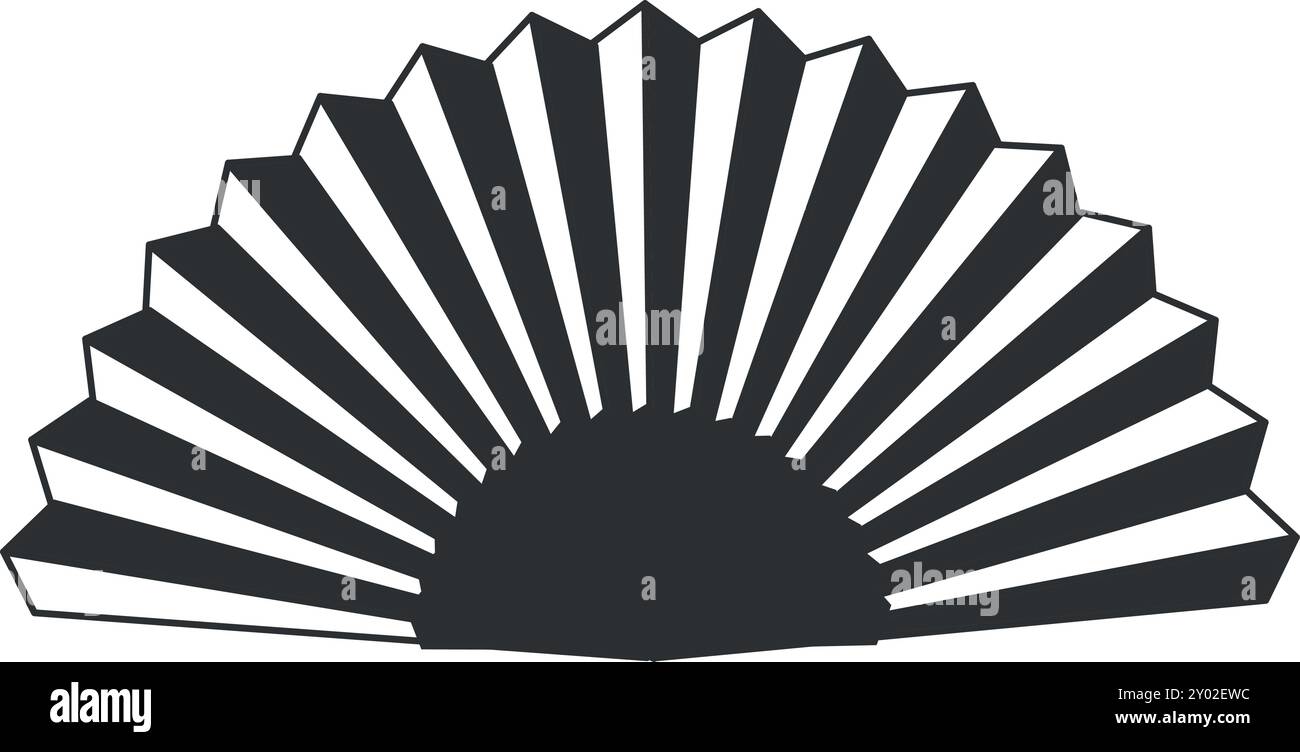Icône noire du ventilateur de papier. Accessoire traditionnel japonais déplié Illustration de Vecteur