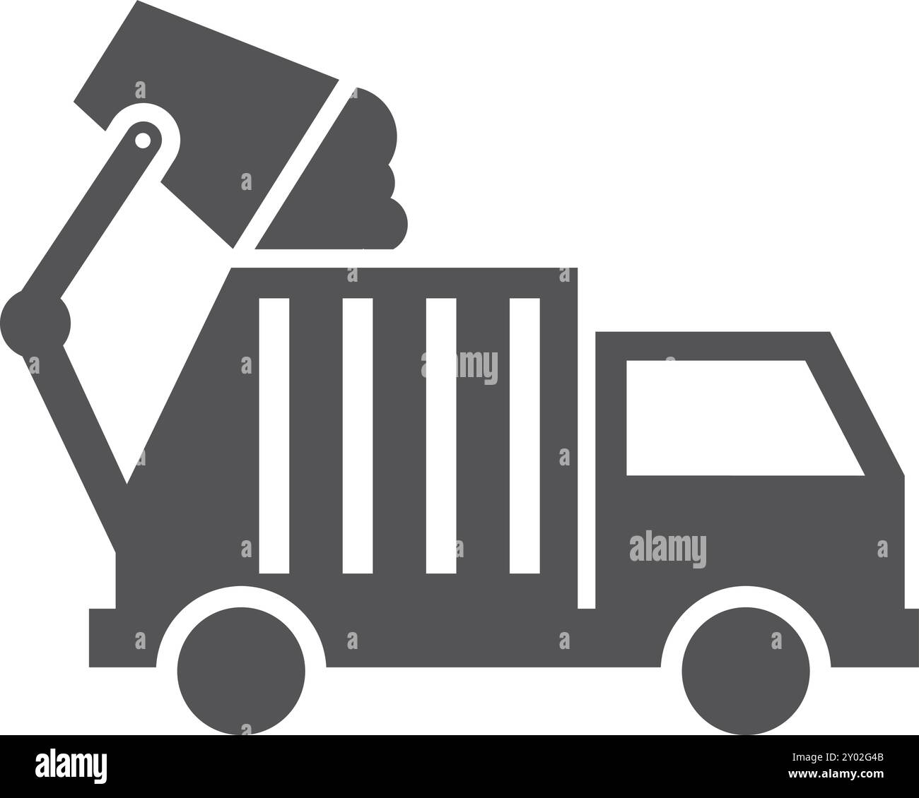 Icône noire de camion de benne à ordures. Symbole de transport d'ordures Illustration de Vecteur
