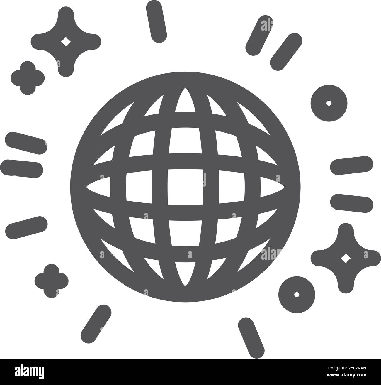 Sphère miroir pour danse de fête. Icône de ligne disco Illustration de Vecteur