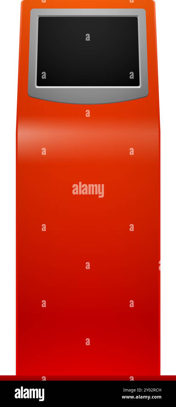 Maquette rouge de guichet automatique. Machine à écran de banque réaliste Illustration de Vecteur