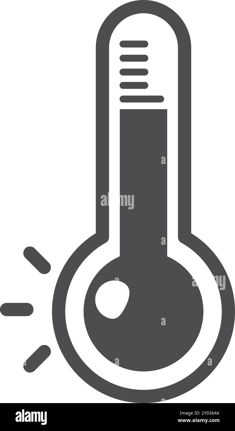 Icône noire de température. Symbole thermomètre. Mesure météorologique Illustration de Vecteur