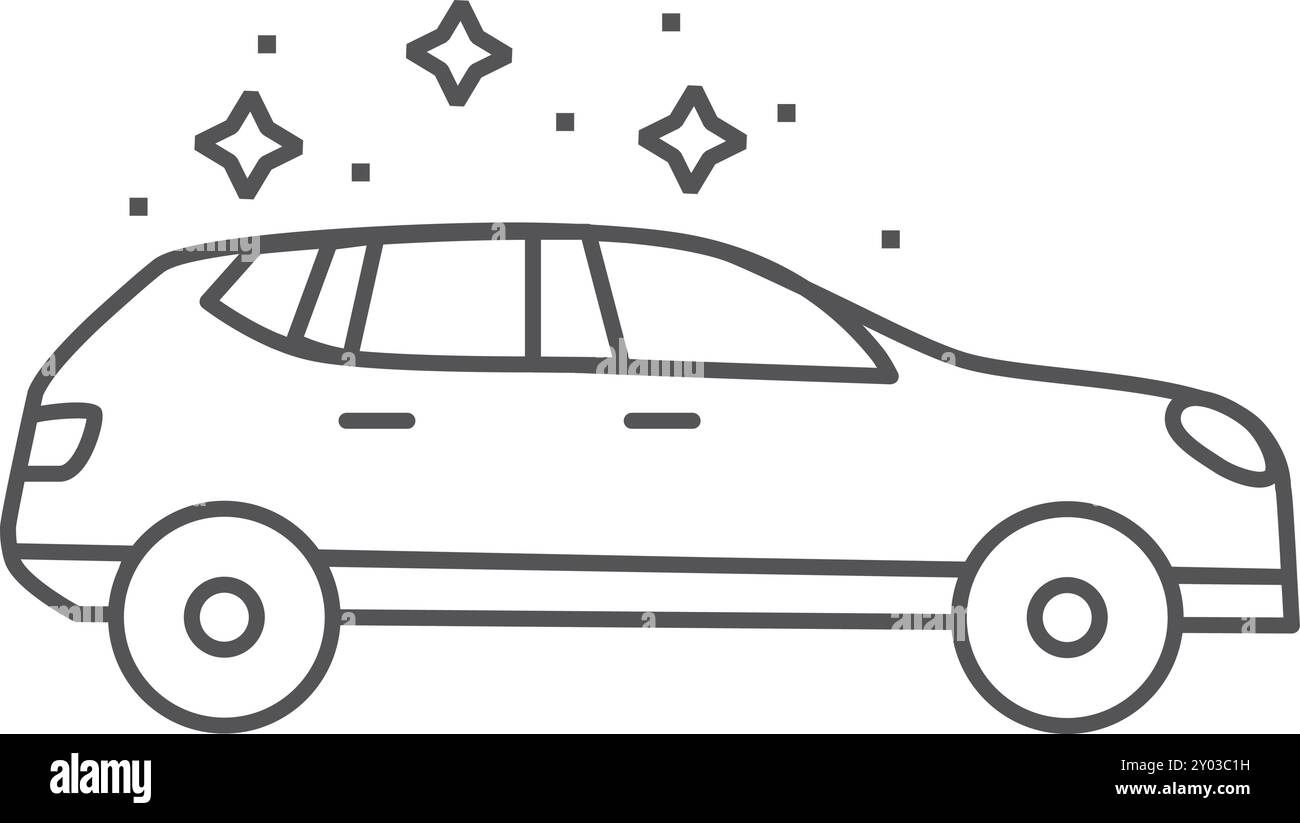 Icône nettoyer la voiture. Symbole de ligne automatique délavé Illustration de Vecteur