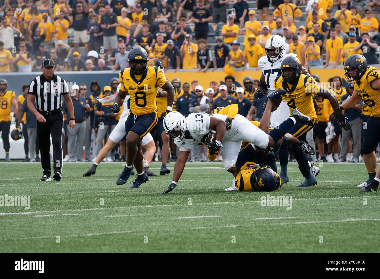 31 août 2024, Blank, Blank, États-Unis : août 31, 2024 : lors de la West Virginia University Mountaineers (WVU) contre la Penn State University Nittany Lions à Morgantown, WV au Milan Puskar Stadium. Bradley Martin/apparent Media Group (crédit image : © AMG/AMG via ZUMA Press Wire) USAGE ÉDITORIAL SEULEMENT! Non destiné à UN USAGE commercial ! Banque D'Images