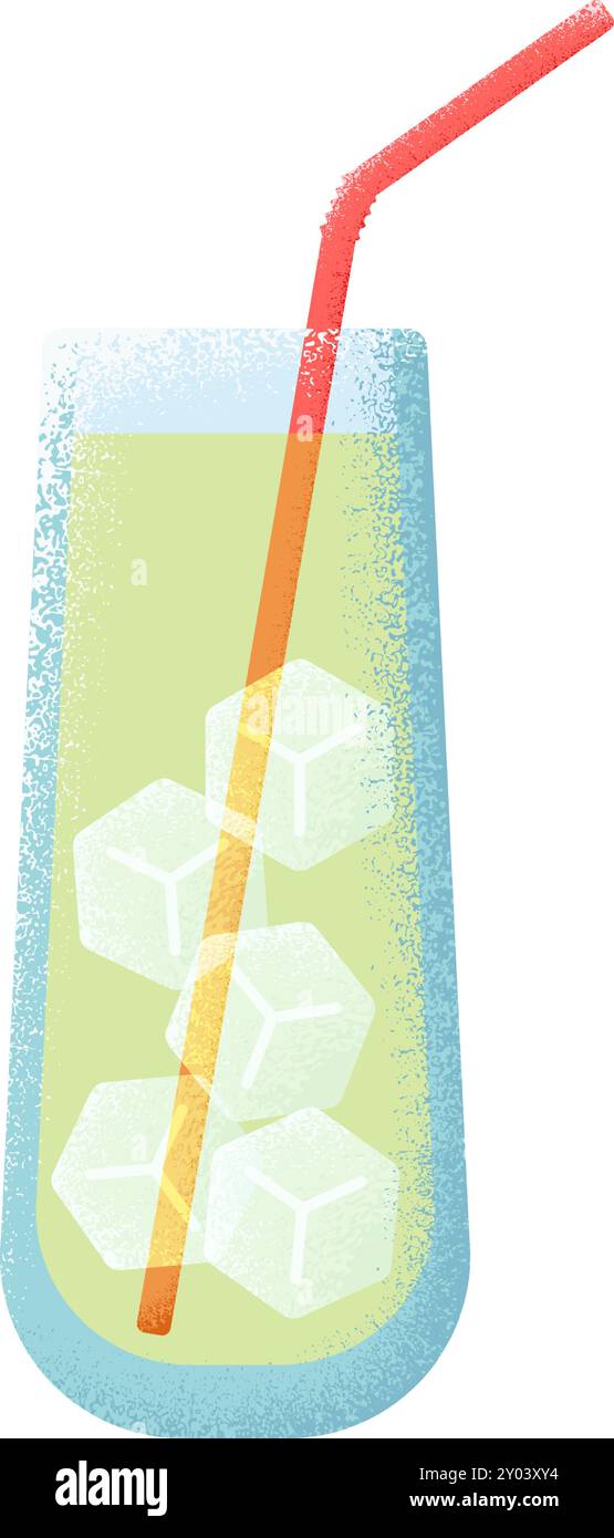 Icône de verre de boisson froide. Style texturé couleur Illustration de Vecteur