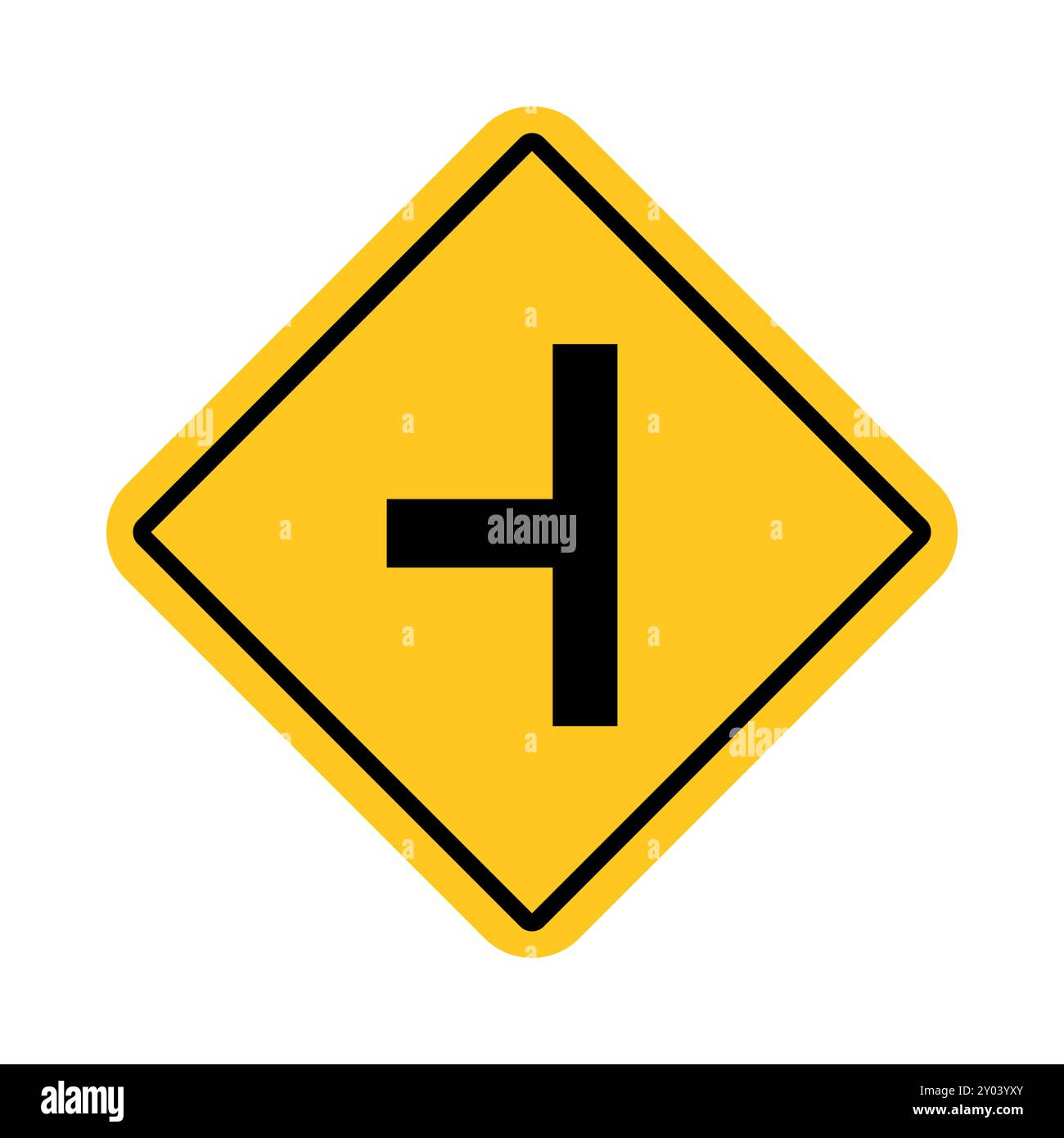 Panneau de signalisation, carrefour en T d'avertissement Illustration de Vecteur