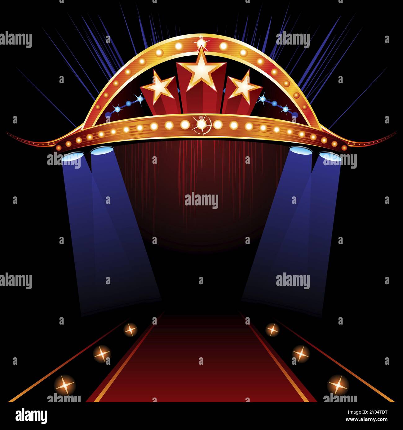 Entrée éclairée lors de l'inauguration de l'événement de divertissement Banque D'Images