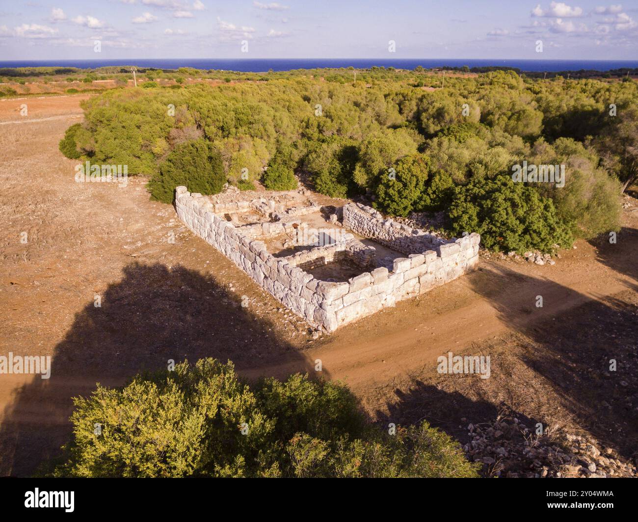 Hospitalet Vell, bâtiment rectangulaire d'architecture cyclopéenne, noyau d'habitat talayotique, municipalité de Manacor, Majorque, îles Baléares, Espagne Banque D'Images