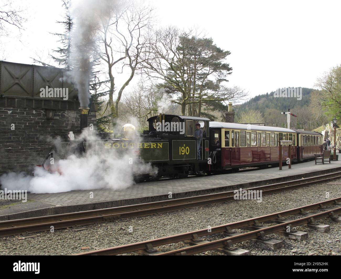 Chemin de fer de Ffestiniog, gare de Tan-y-Bwlch, pays de Galles du Nord, Royaume-Uni, Europe Banque D'Images