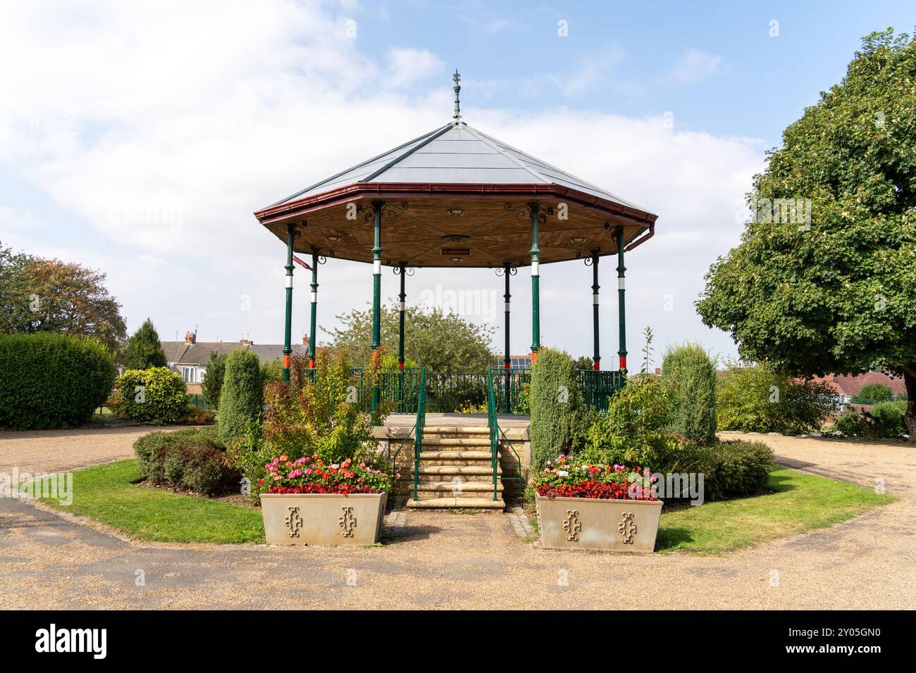 Horden, comté de Durham, Royaume-Uni. Le kiosque à musique - un point de repère dans Horden Welfare Park Banque D'Images