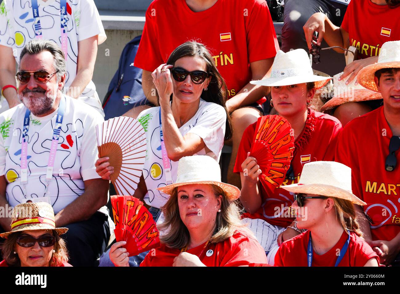 Paris, 1er septembre 2024, épreuve paralympique de tennis en fauteuil roulant. La reine d'espagne Letizia Ortiz Rocasolano (photo Frank Molter) Banque D'Images