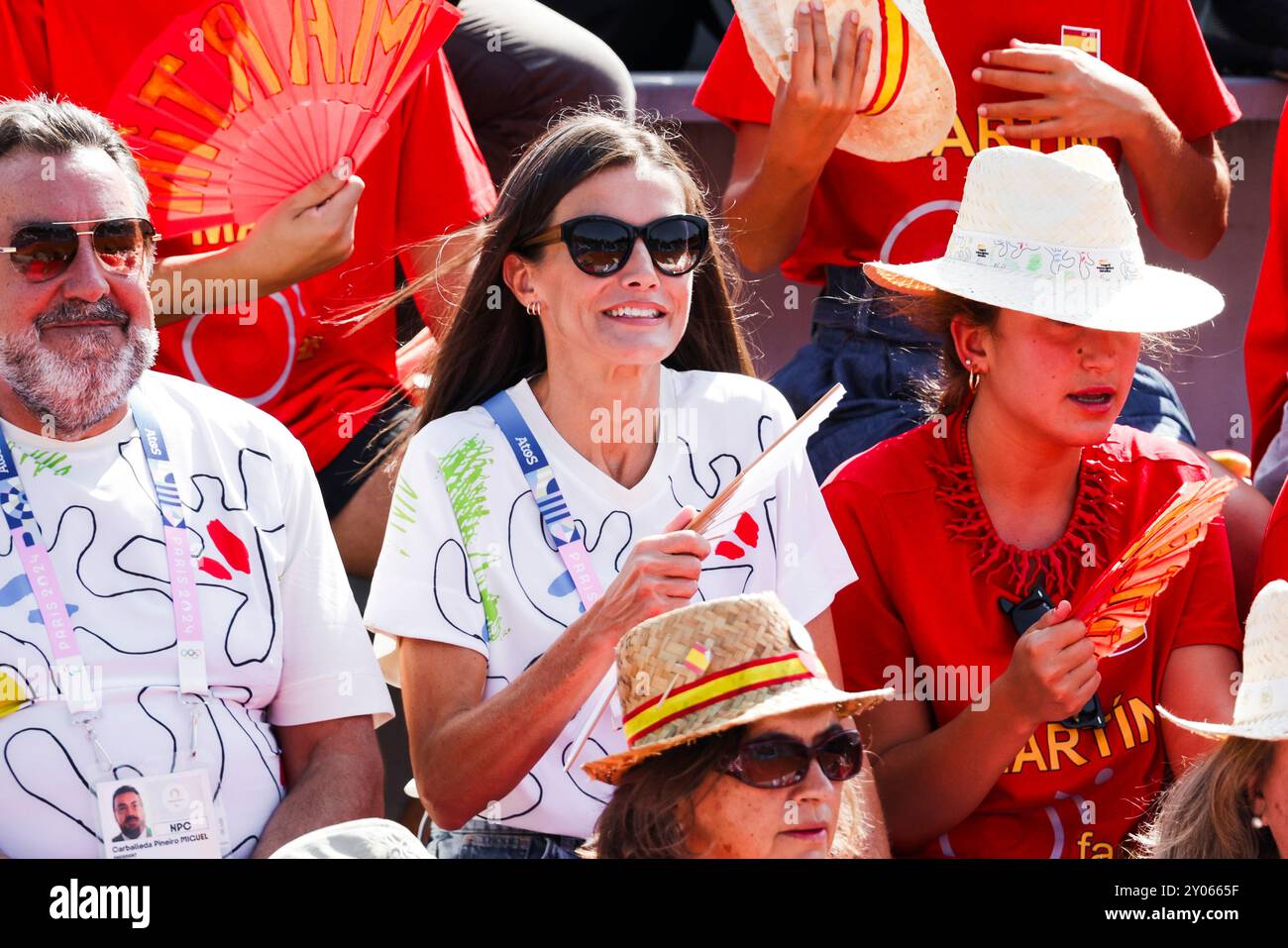 Paris, 1er septembre 2024, épreuve paralympique de tennis en fauteuil roulant. La reine d'espagne Letizia Ortiz Rocasolano (photo Frank Molter) Banque D'Images