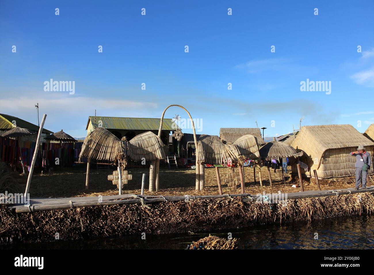 Les îles Uros au lac Titicaca, Pérou Banque D'Images