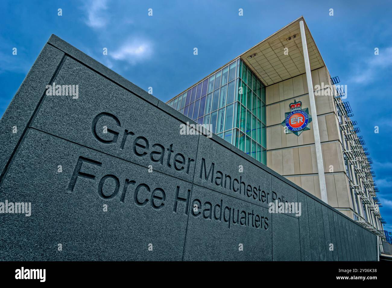 Bâtiment du quartier général de la Greater Manchester police Force à Moston Vale, North Manchester, Angleterre. Banque D'Images