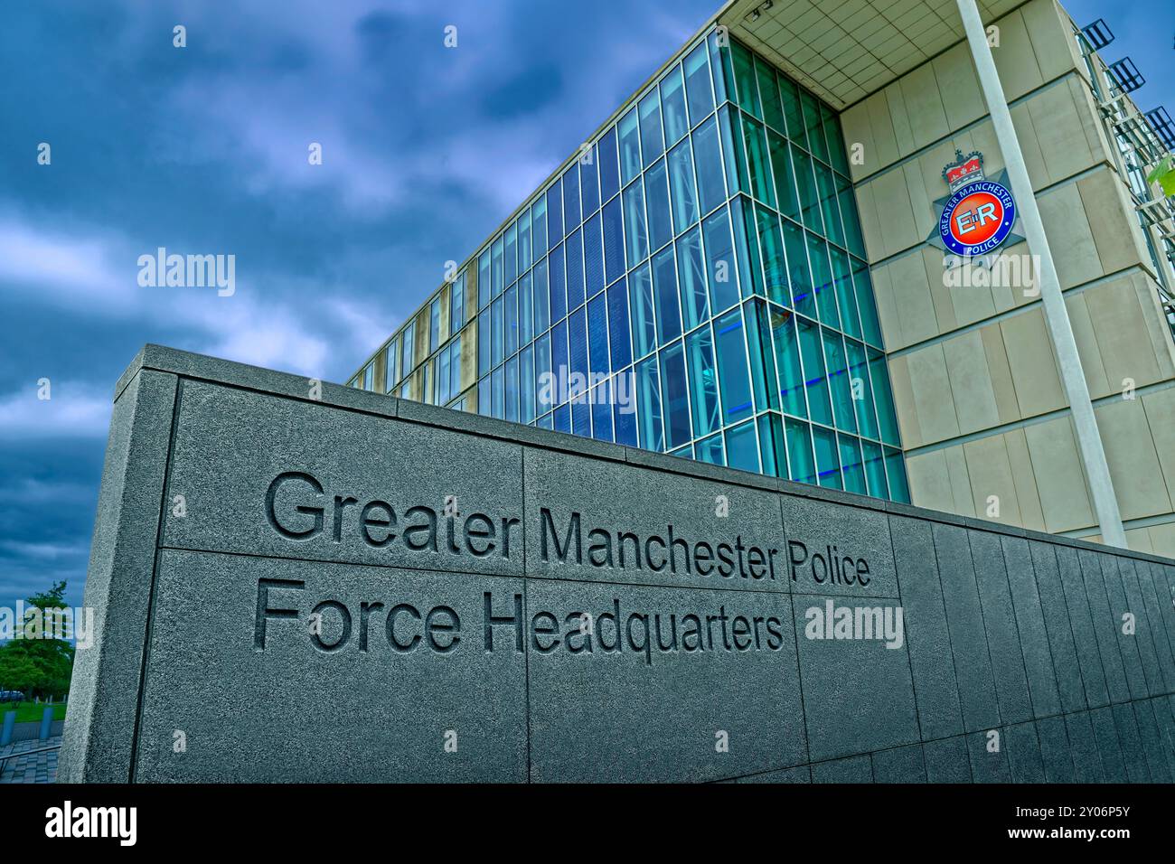 Bâtiment du quartier général de la Greater Manchester police Force à Moston Vale, North Manchester, Angleterre. Banque D'Images