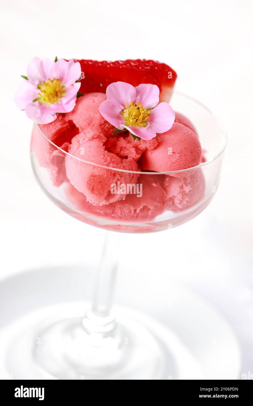 Sorbet aux fraises ou crème glacée pour l'été chaud Banque D'Images