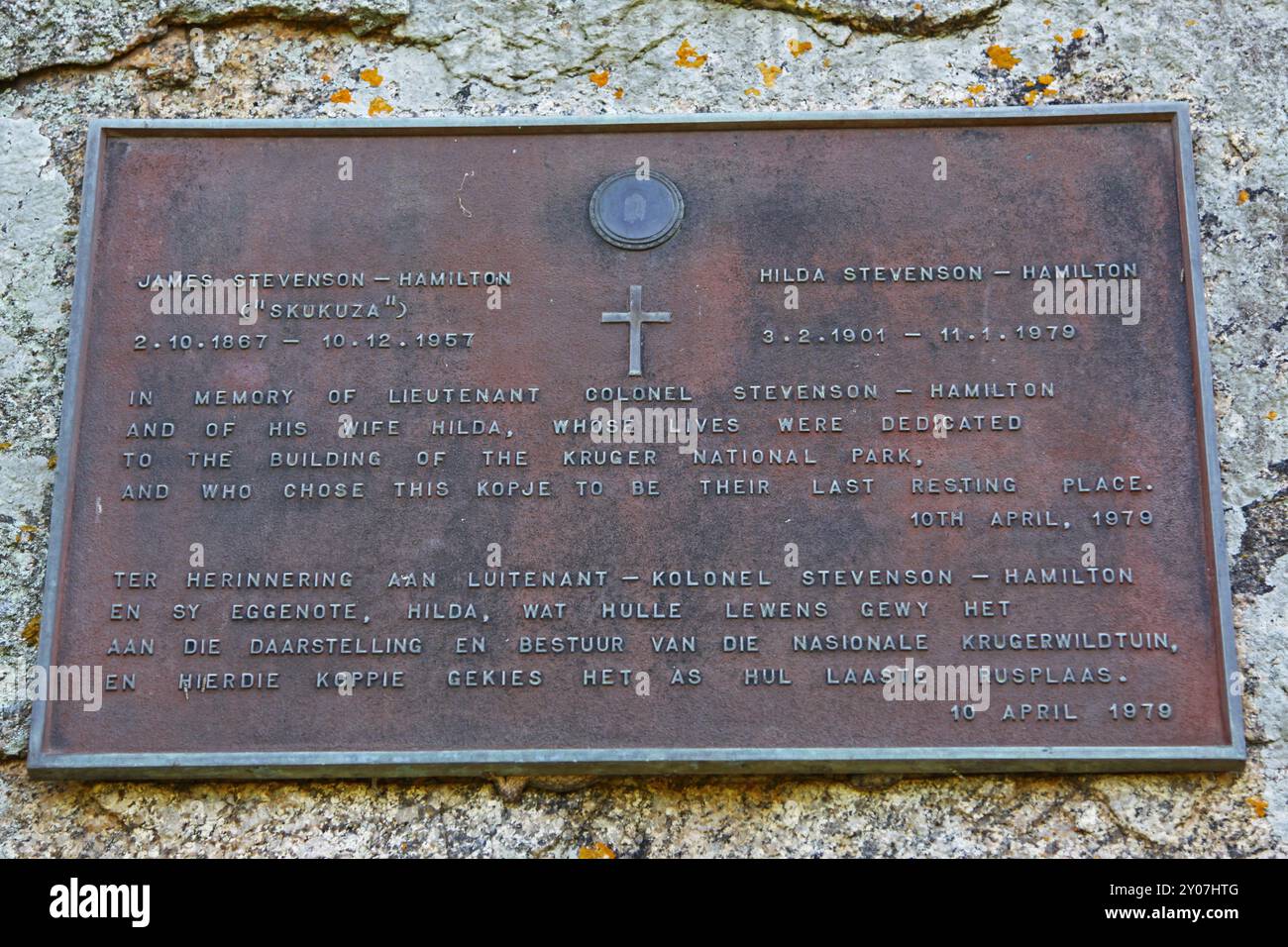 Au mémorial de Hilda et James Stevenson-Hamilton, parc national Kruger, Afrique du Sud, Afrique Banque D'Images