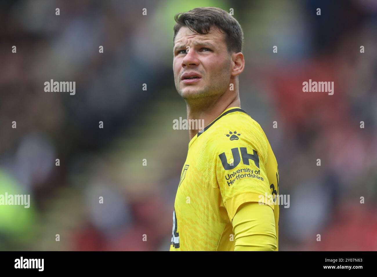 Sheffield, Royaume-Uni. 01 Sep, 2024. Daniel Bachmann de Watford lors du match du Sky Bet Championship Sheffield United vs Watford à Bramall Lane, Sheffield, Royaume-Uni, le 1er septembre 2024 (photo par Alfie Cosgrove/News images) à Sheffield, Royaume-Uni le 9/1/2024. (Photo par Alfie Cosgrove/News images/SIPA USA) crédit : SIPA USA/Alamy Live News Banque D'Images