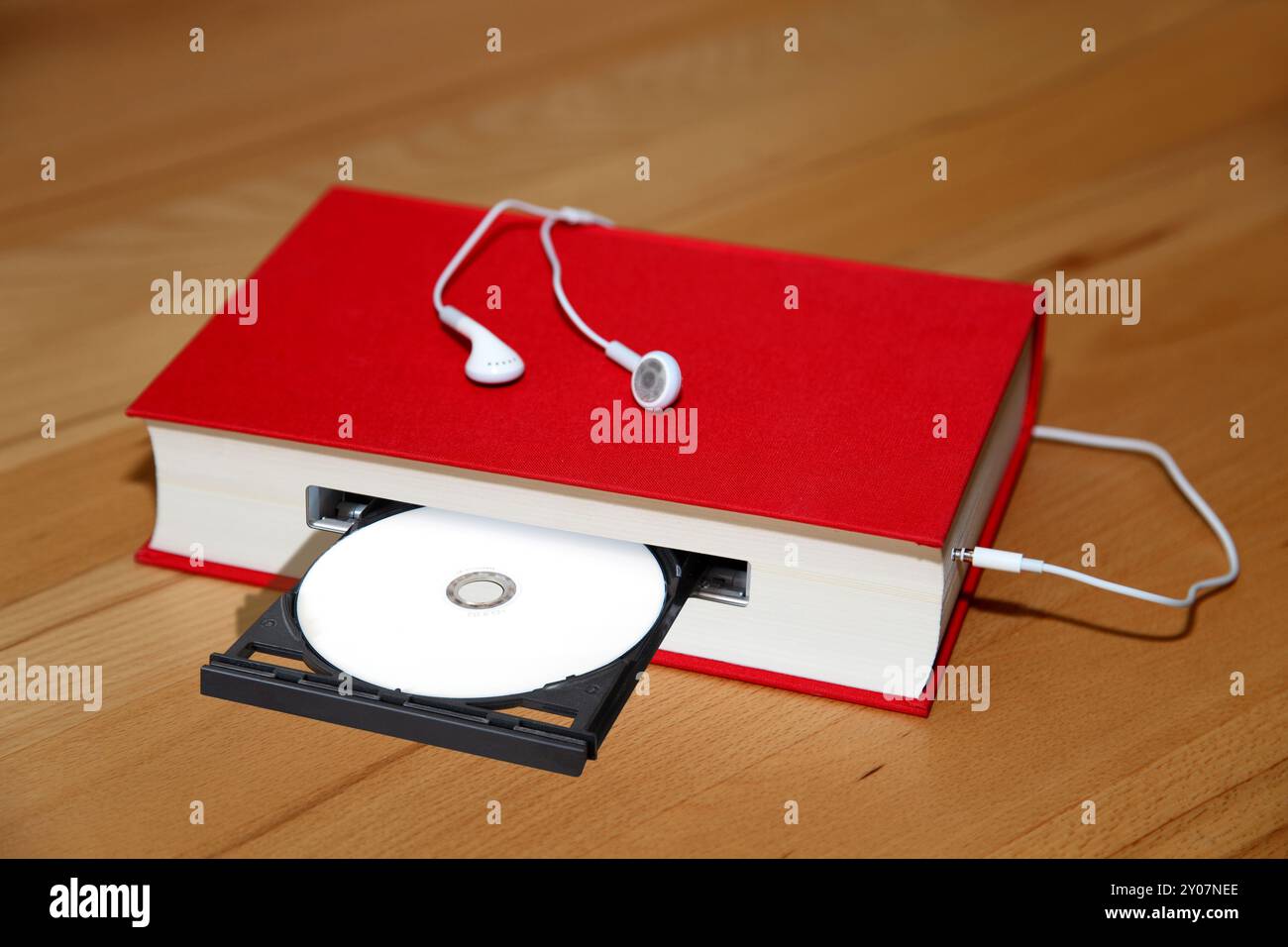 Livre audio avec écouteurs Banque D'Images