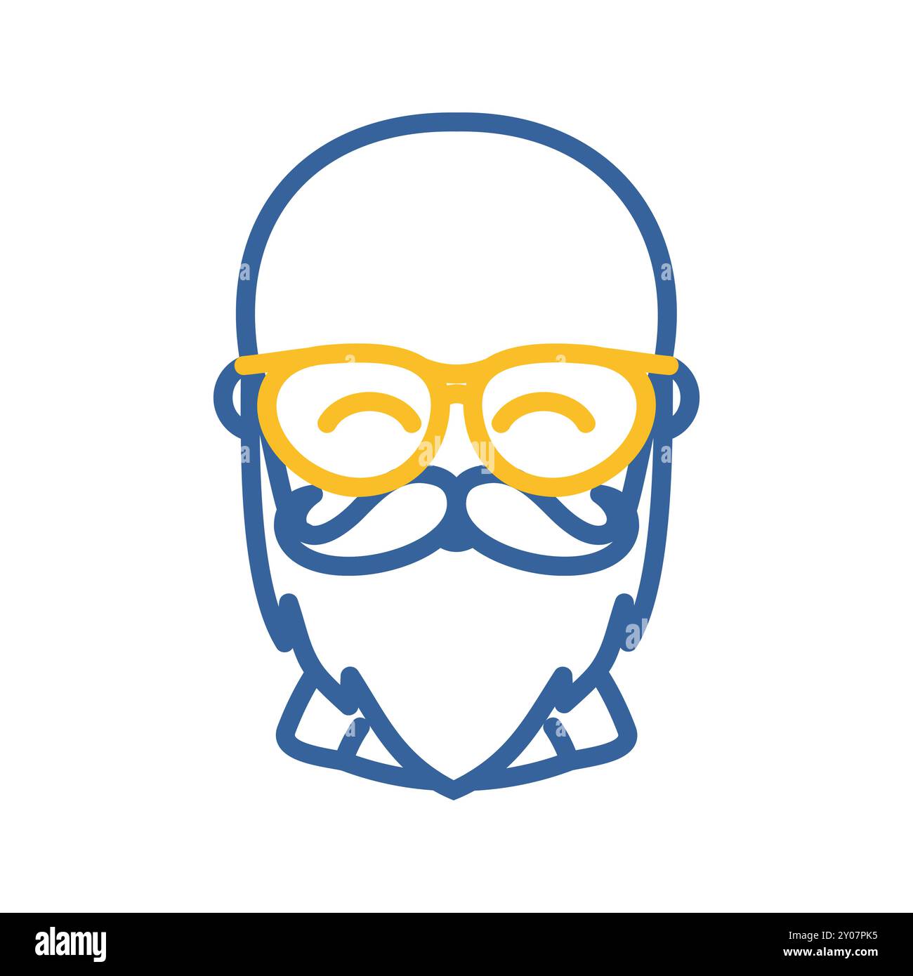 Homme de barbe chauve dans l'icône vectorielle de lunettes. Symbole hipster. Signes de portrait de personnage d'avatar. Symbole graphique pour votre conception de site Web, logo, application, interface utilisateur Illustration de Vecteur