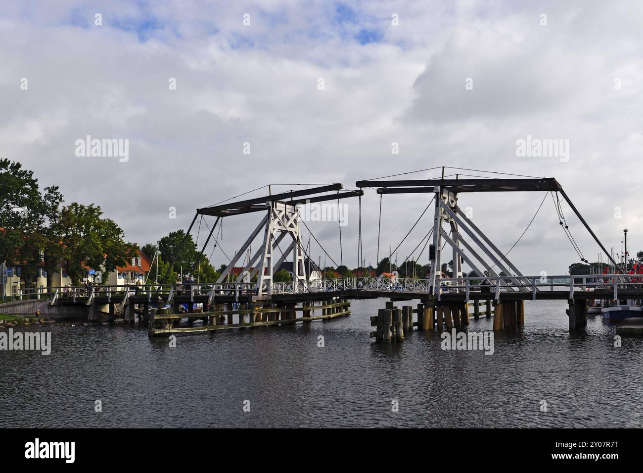 Pont-levis en bois à Greifswald-Wiek Banque D'Images