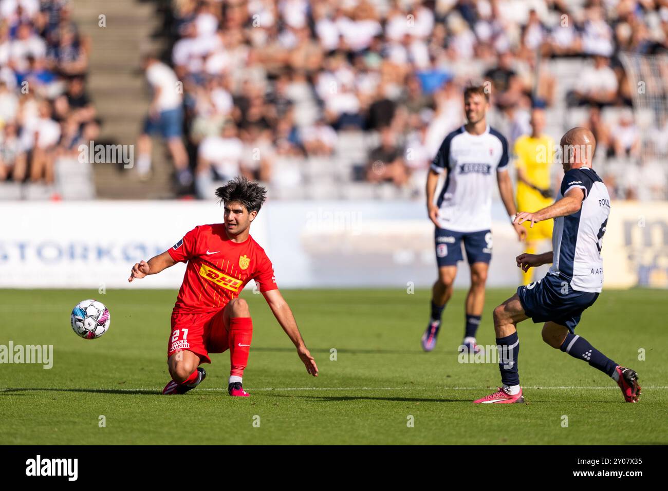 Aarhus, Danemark. 31 août 2024. Zidan Sertdemir (21 ans) du FC Nordsjaelland vu lors du match de 3F Superliga entre Aarhus GF et FC Nordsjaelland au Ceres Park à Aarhus. Crédit : Gonzales photo/Alamy Live News Banque D'Images