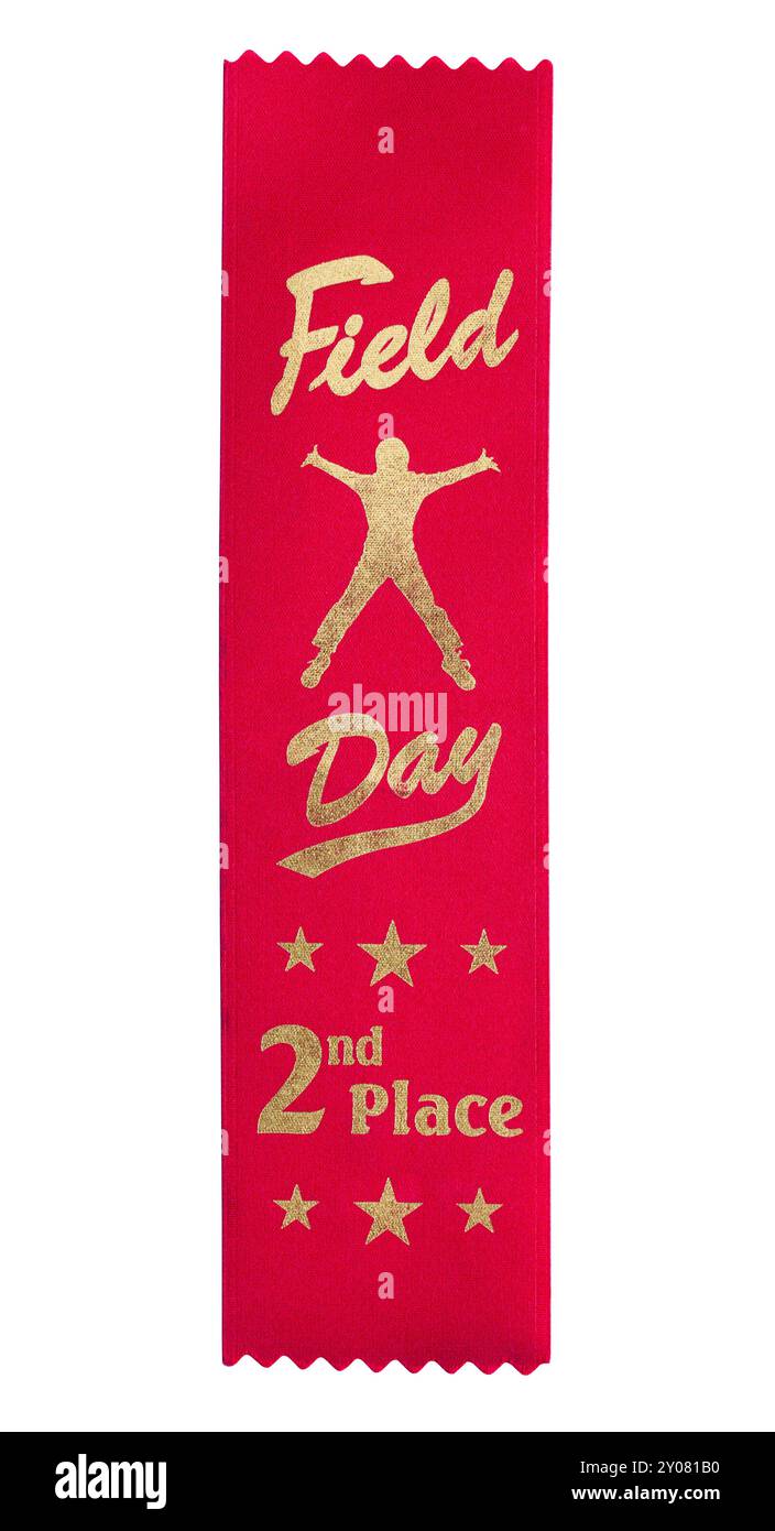 Field Day deuxième place ruban découpé sur blanc. Banque D'Images