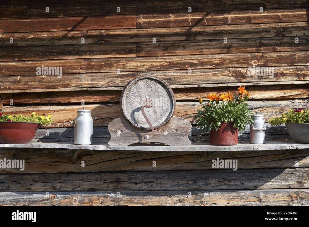 Décoration florale à Almgasthaus, Innerkrems, Carinthie, Autriche, Europe Banque D'Images