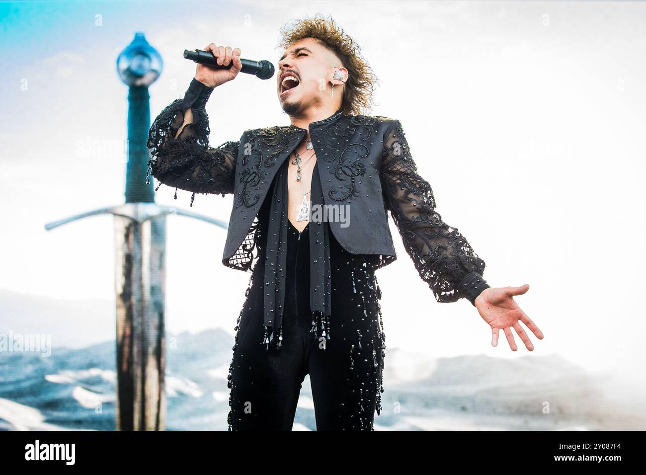 Josh Kizska de Greta Van Fleet en concert à Oslo, en Norvège Banque D'Images