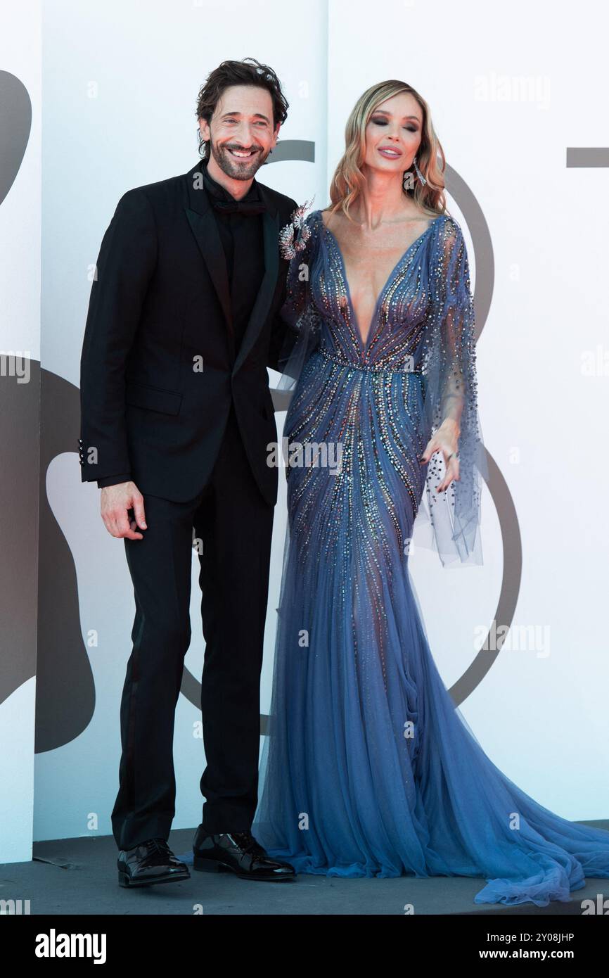 Venise, Italie. 01 Sep, 2024. Adrien Brody et Georgina Chapman présents à la première brutaliste dans le cadre du 81e Festival international du film de Venise, à Venise, Italie, le 1er septembre 2024. Photo Aurore MARECHAL/ABACAPRESS. COM Credit : Abaca Press/Alamy Live News Banque D'Images
