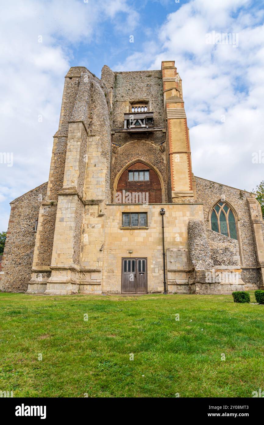 Église Saint-Nicolas avec une tour effondrée à North Walsham dans North Norfolk, Royaume-Uni, point de repère de l'East Anglia Banque D'Images