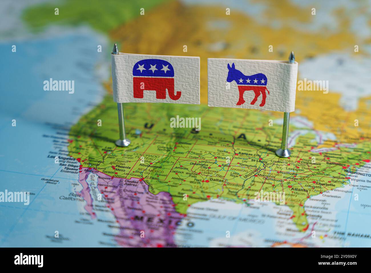 Washington, DC - 1er septembre 2024 : Démocrates contre Républicains. Élections présidentielles aux États-Unis Banque D'Images