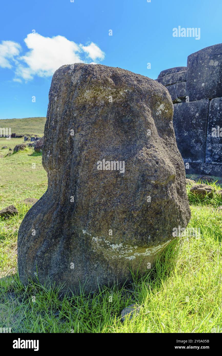 Moai dans le parc national de Rapa Nui à l'île de Pâques, Chili, Amérique du Sud Banque D'Images