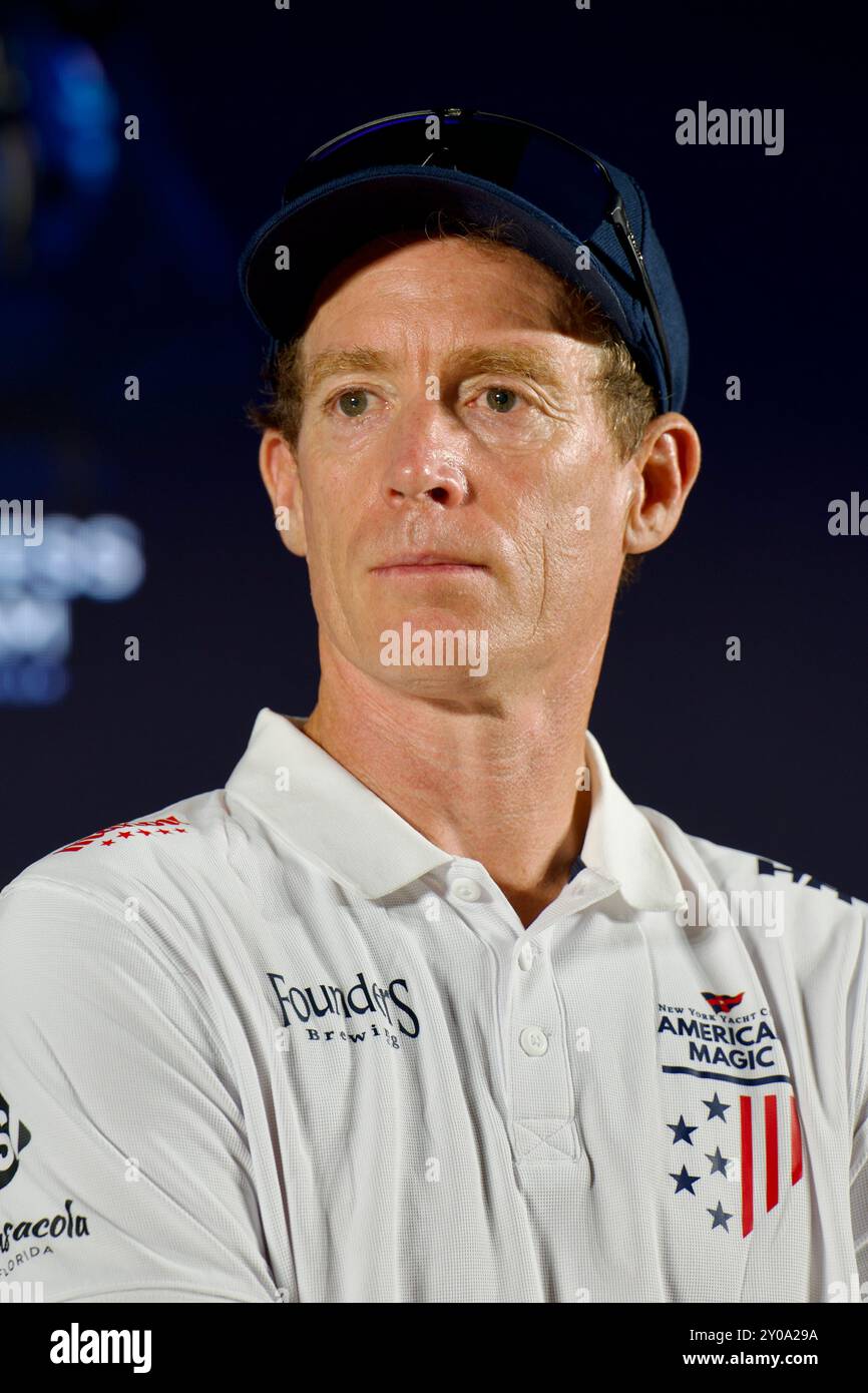 Paul Goodison, tireur sur le New York Yacht Club America’s Cup Challenger, American Magic Banque D'Images