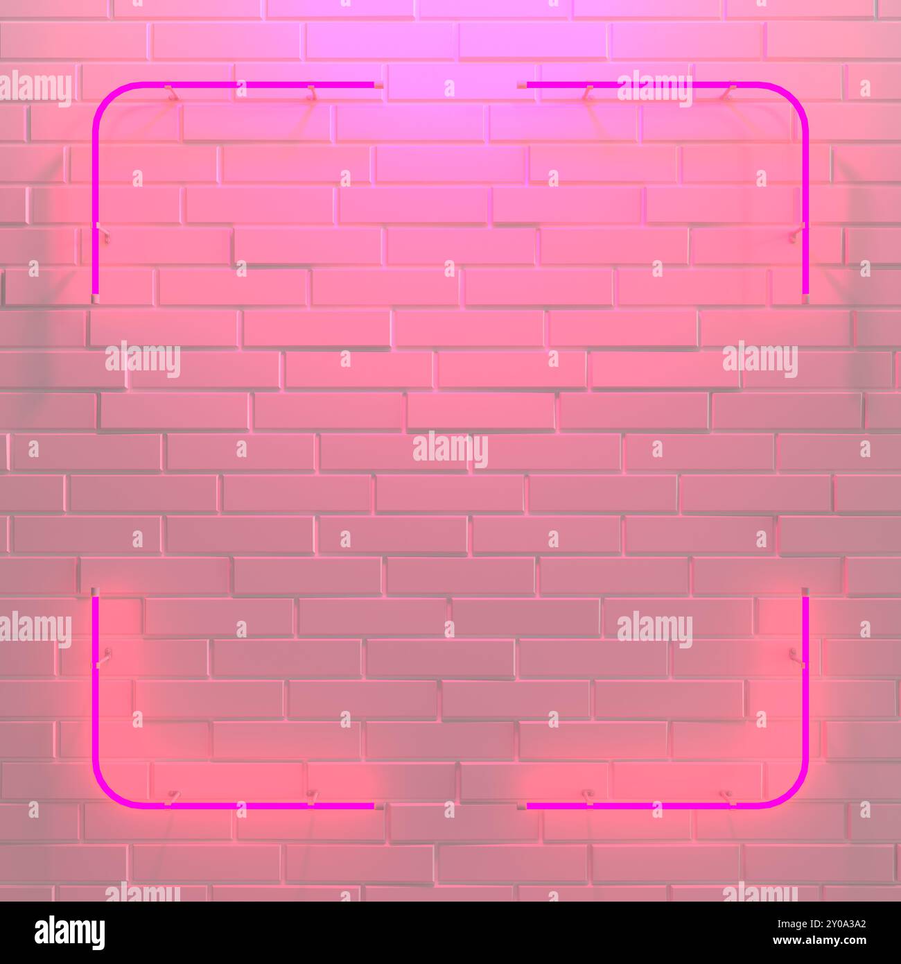 Mur de briques, arrière-plan, néon. 3d illustration. Banque D'Images