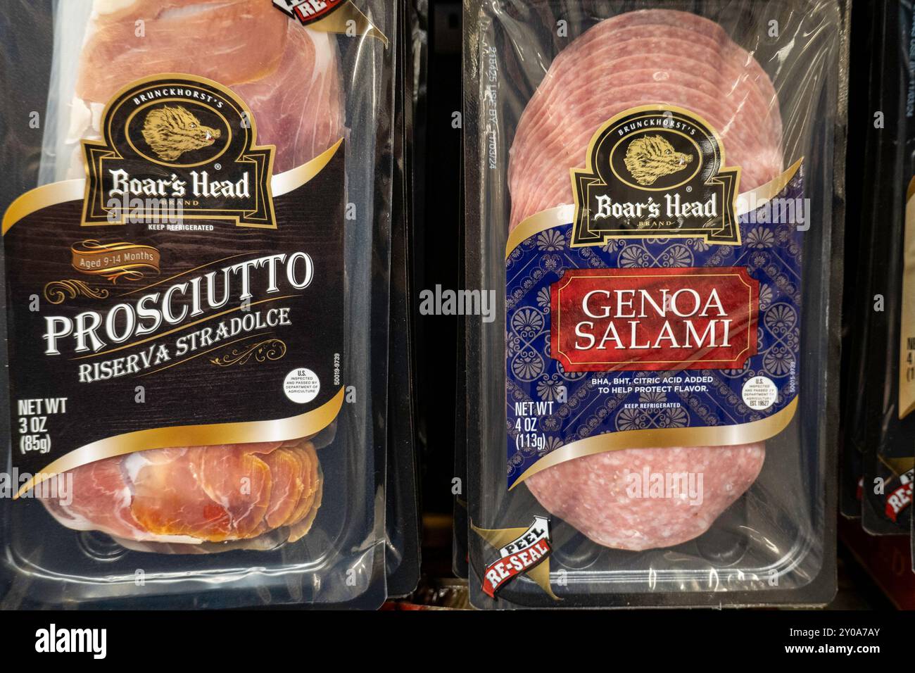 Les produits de viande et de fromage Boar's Head sont vendus dans les épiceries à travers les États-Unis, 2024, New York City, États-Unis Banque D'Images