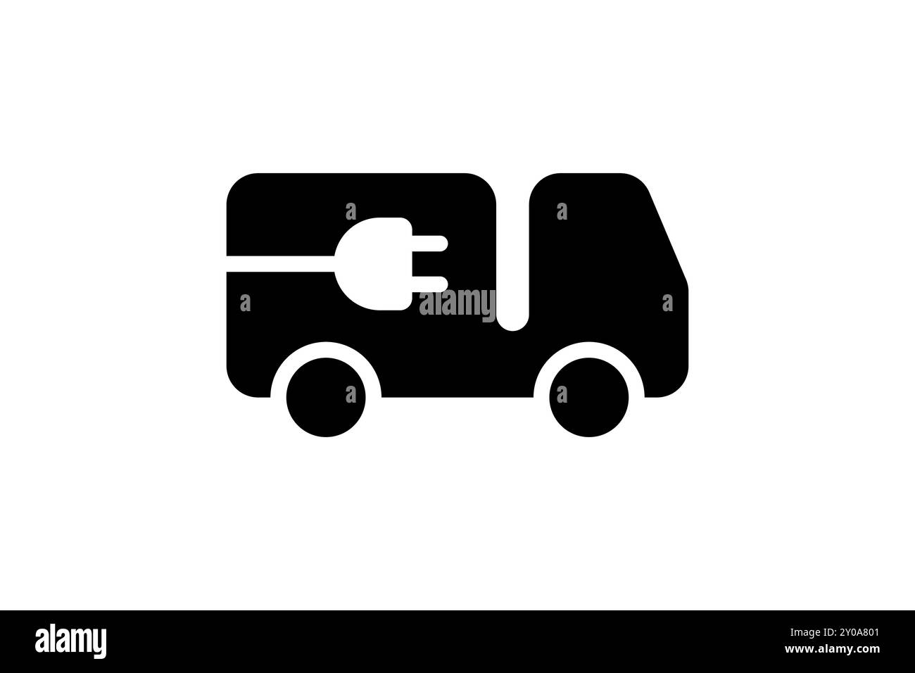 Icône noire de camion de livraison électrique. Silhouette verte de camion électrique et symbole de station de charge de fiche. Concept de signe de véhicule électrique respectueux de l'environnement. Logotype eps transport EV alimenté par batterie Vector Illustration de Vecteur