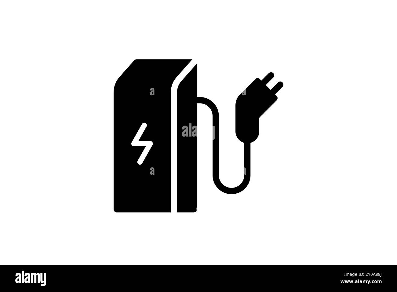 Icône noire de station de charge électrique. Symbole de charge d'énergie électrique pour le transport. Signe de charge de véhicule électrique écologique. Logotype eps de recharge EV alimenté par batterie Vector Illustration de Vecteur